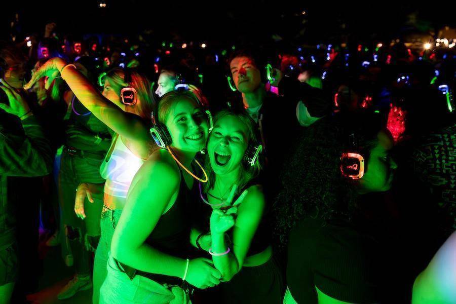 Students having fun dancing at the Silent Disco